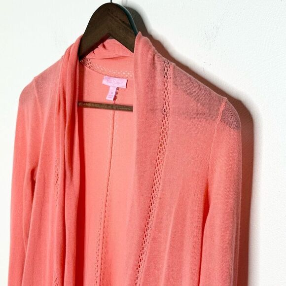 Lily Pulitzer Coral Orange Open Front Cardigan - Women’s US XS - Picture 3 of 8